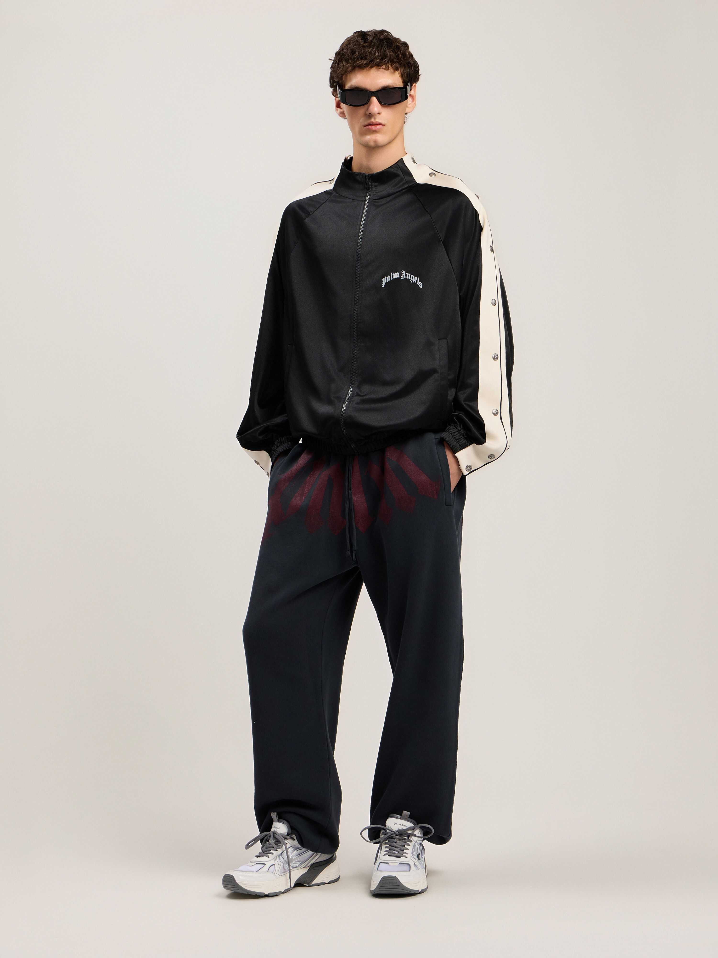 Big Waist Logo Sweatpants in BLACK BURGUNDY for Men | Palm Angels®
