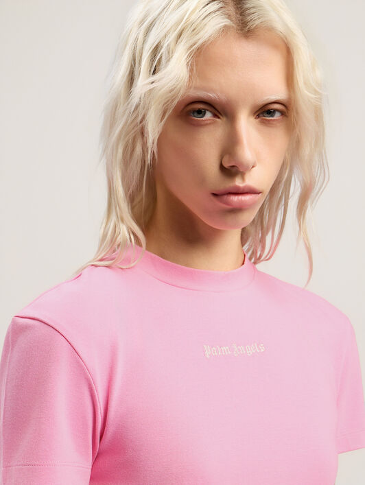 PALM ANGELS Classic Logo Baby Tee PINK - OFF WHITE PWAA077F25JER001