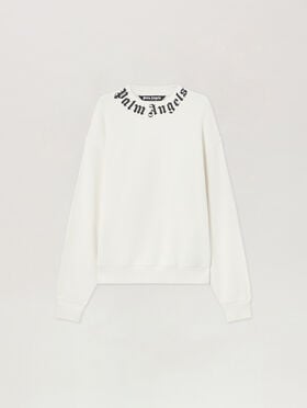 PALM ANGELS Neck Logo Sweatshirt OFF WHITE BLACK PMBA08HS26FLE004