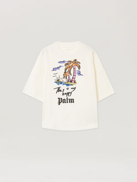 PALM ANGELS Happy Palms Over Tshirt S/S OFF WHITE - MULTICOLOR PBAA002F25JER004