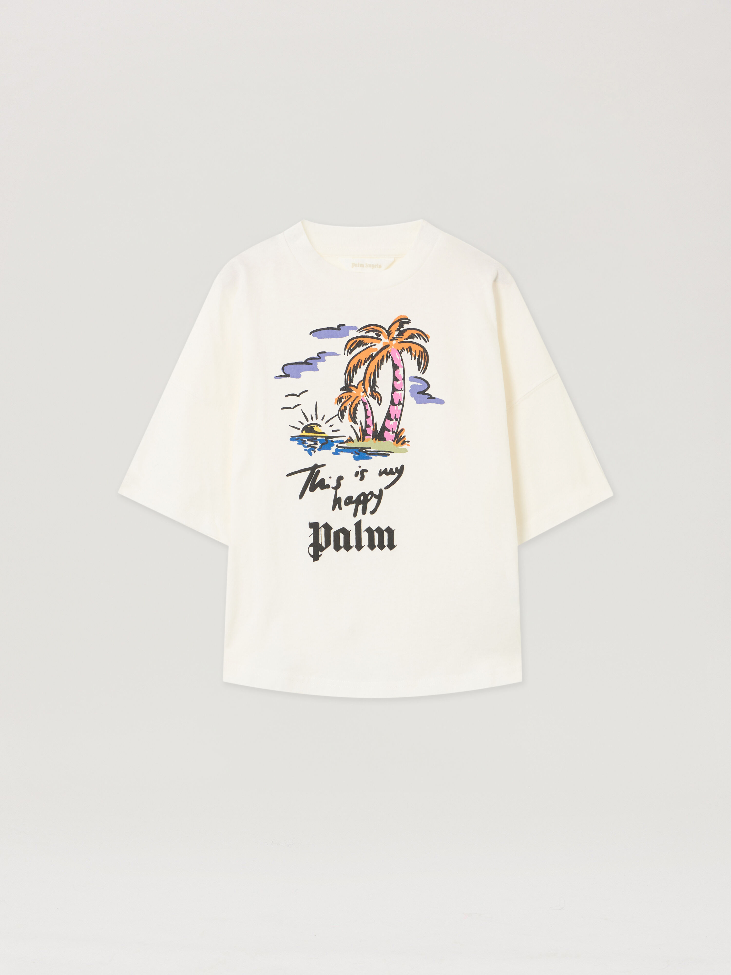 PALM ANGELS Happy Palms Over Tshirt S/S OFF WHITE - MULTICOLOR PBAA002F25JER004