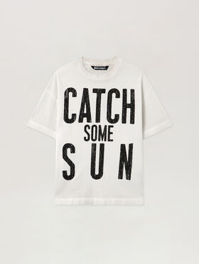 PALM ANGELS Catch Reg T-Shirt OFF WHITE - BLACK PMAA109F25JER002