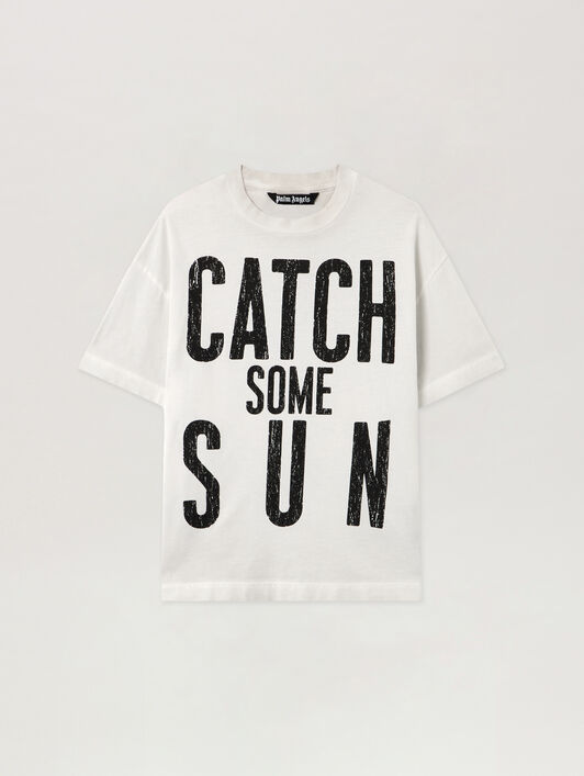 PALM ANGELS Catch Reg T-Shirt OFF WHITE - BLACK PMAA109F25JER002