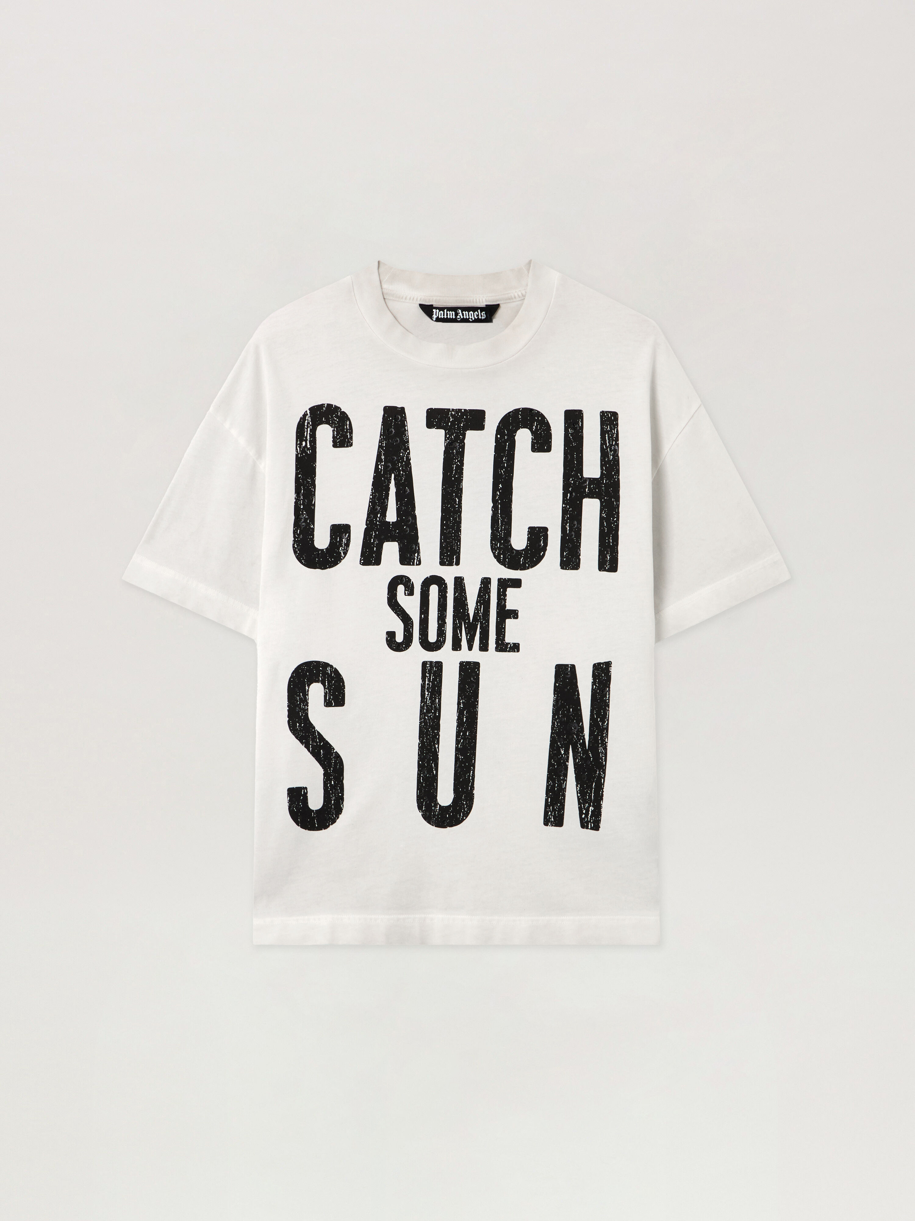 PALM ANGELS Catch Reg T-Shirt OFF WHITE - BLACK PMAA109F25JER002