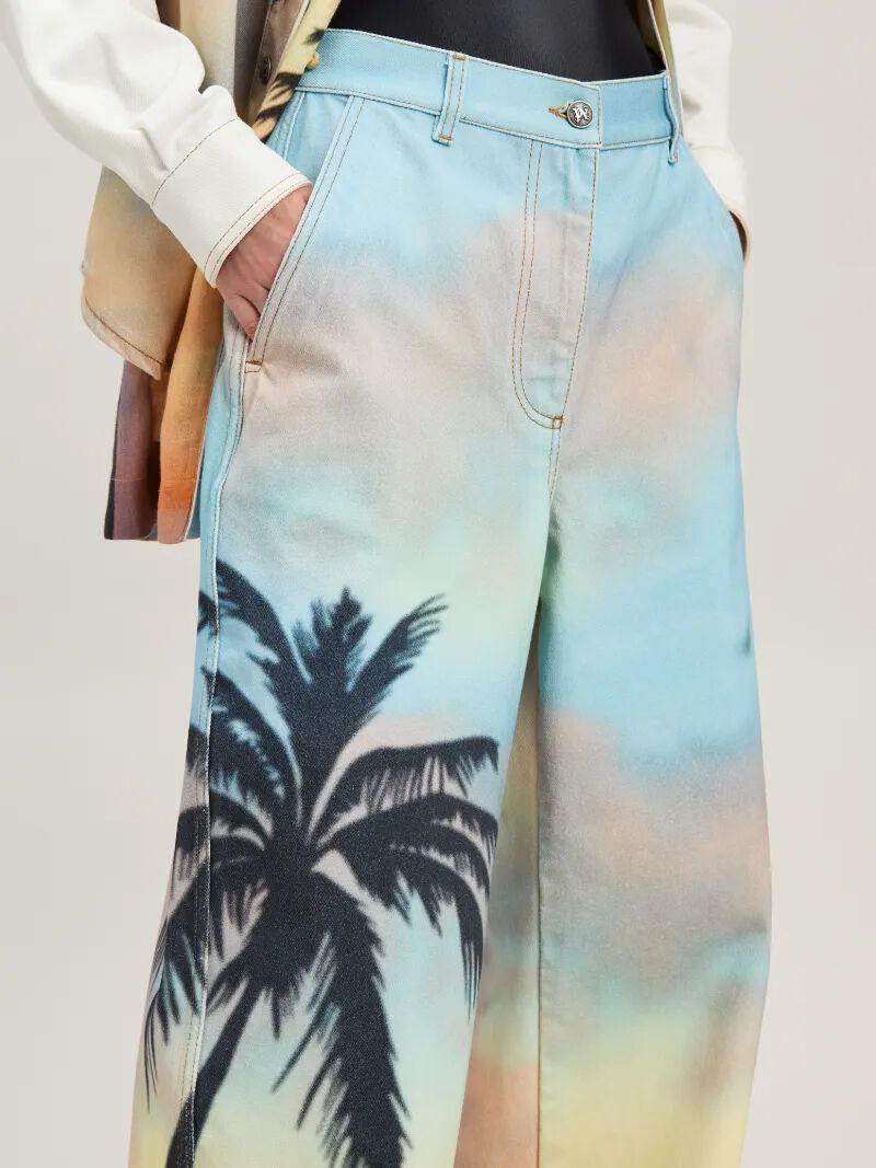 PALM ANGELS  Sunrise Palm baggy denim pants MULTICOLOR - BLACK PWYB040S25DEN001