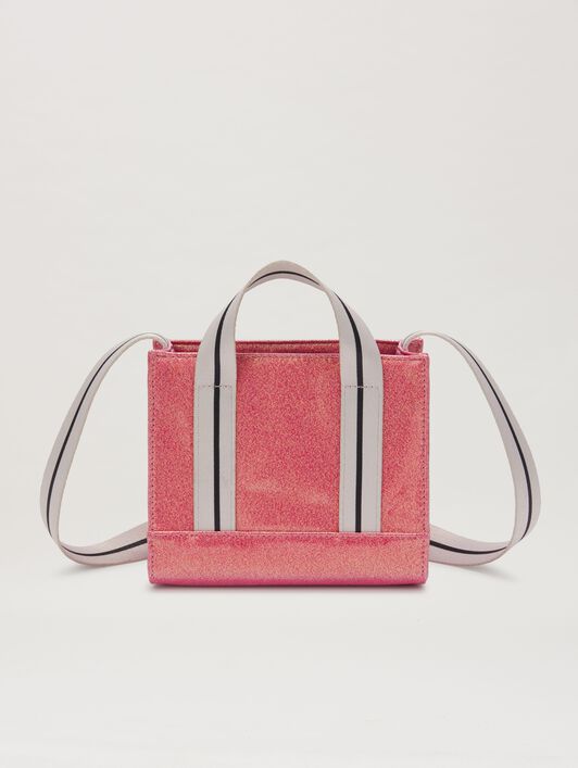PALM ANGELS  Glitzer Mini-Tasche CHERRY/OFF WHITE PGNA003S25FAB002
