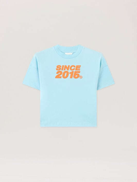 PALM ANGELS Since 2015 Over T-Shirt BLU BIMBO/ BABY BLUE PBAA002S26JER002