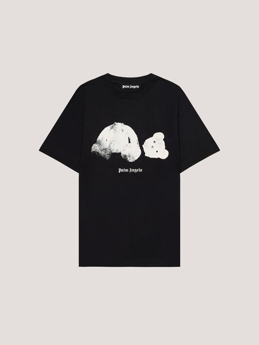 PALM ANGELS Spray Broken Bear T-Shirt Black/White PMAA109T26JER002
