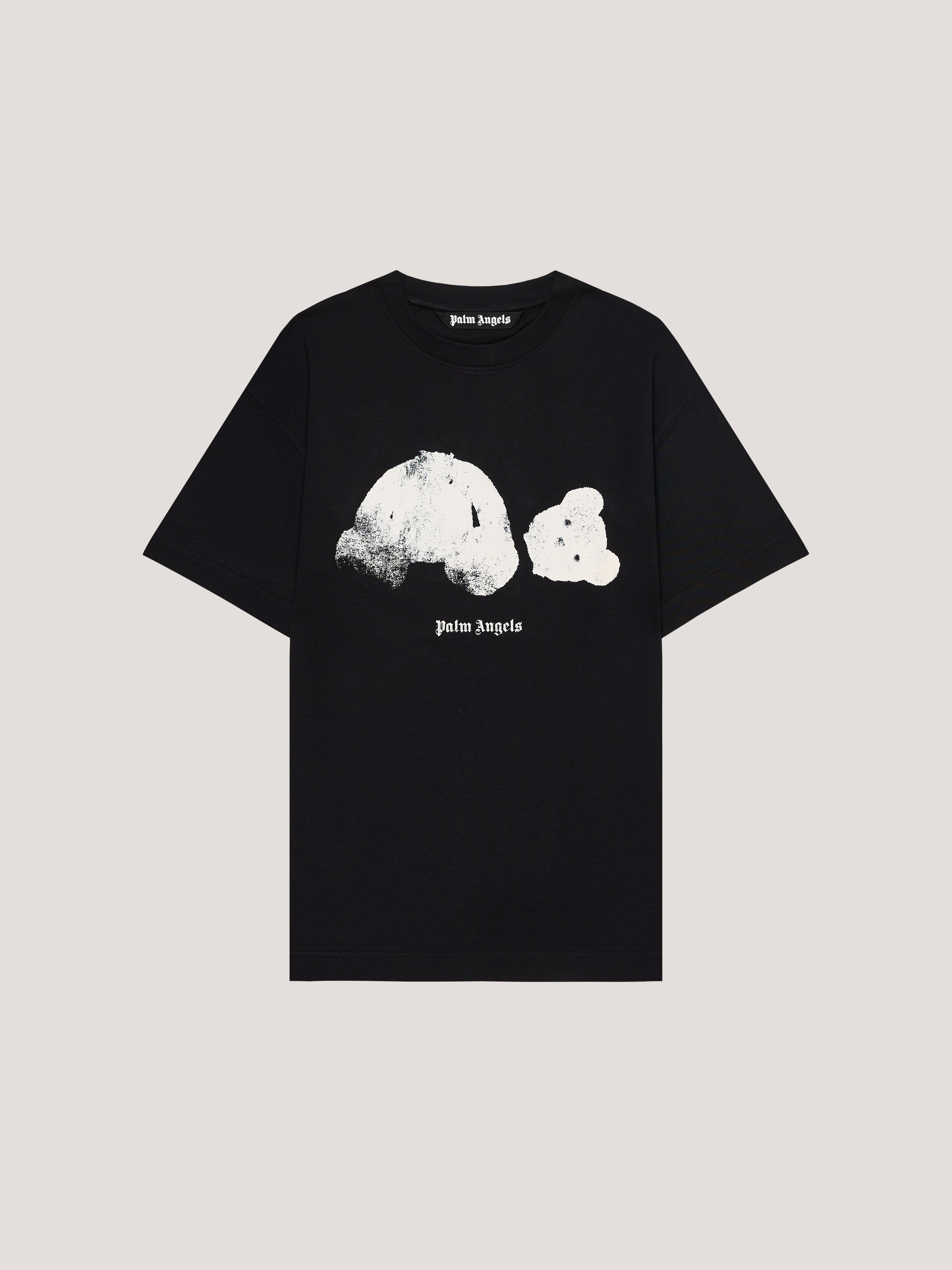 PALM ANGELS Spray Broken Bear T-Shirt Black/White PMAA109T26JER002
