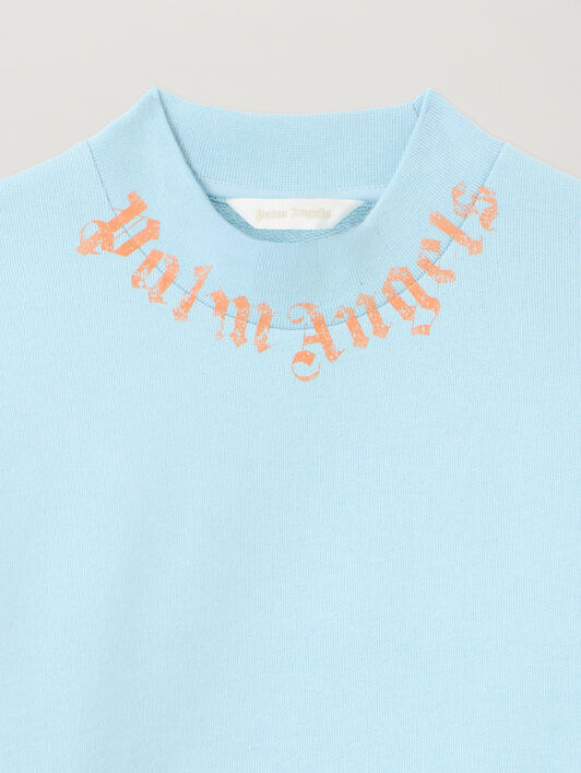 PALM ANGELS Neck Logo Brushed. Crew BLU BIMBO/ BABY BLUE PBBA012S26FLE004