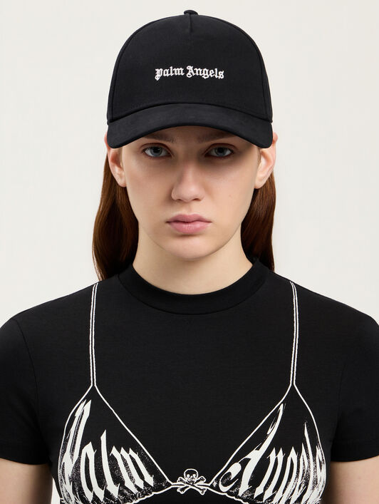 PALM ANGELS Classic Logo Cap BLACK OFF WHITE PWLB032S26FAB001