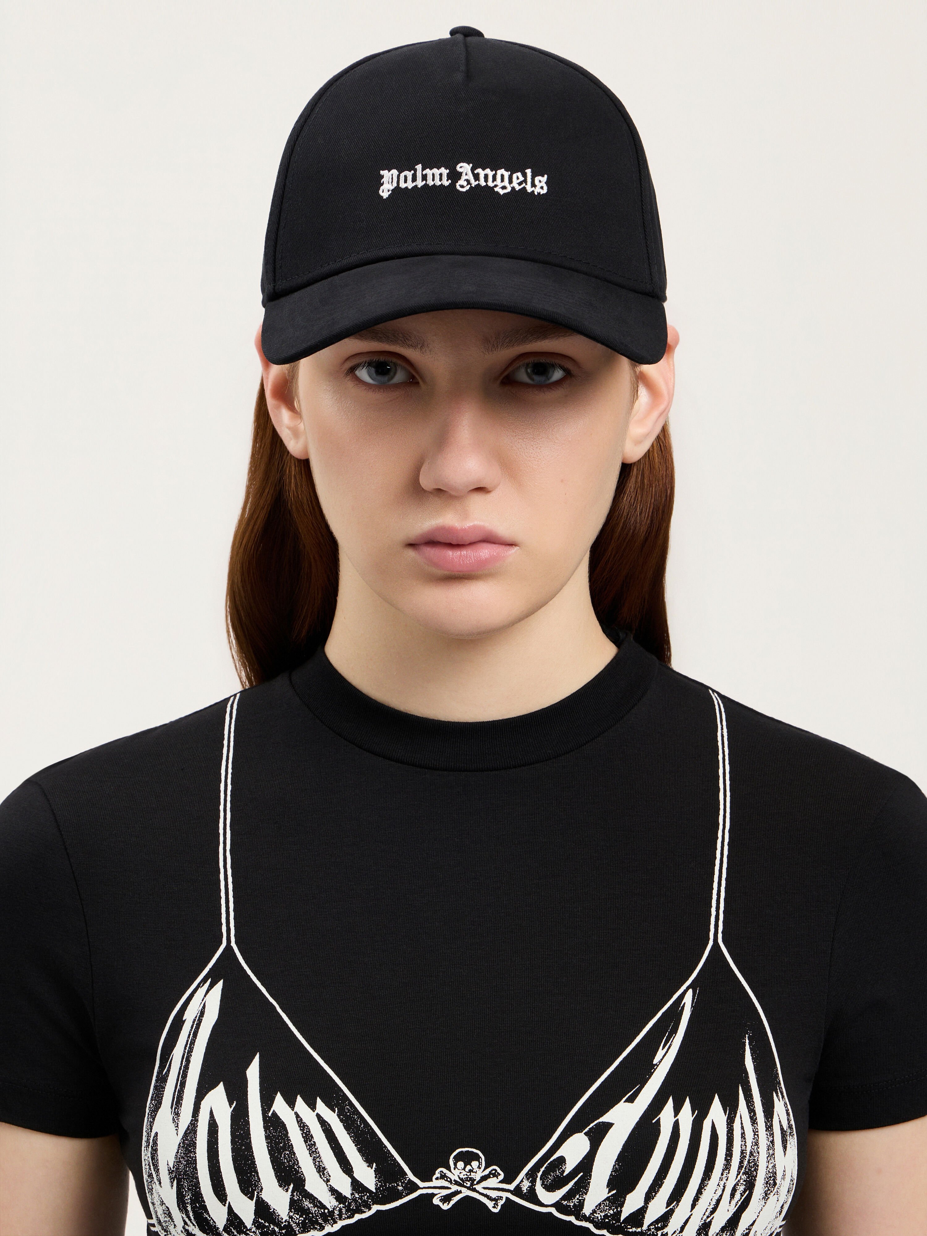 PALM ANGELS Classic Logo Cap BLACK OFF WHITE PWLB032S26FAB001