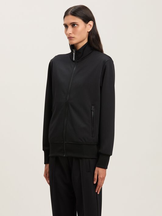 PALM ANGELS  Trainingsjacke mit geschwungenem Logo BLACK - OFF WHITE PWBD065S25FAB001