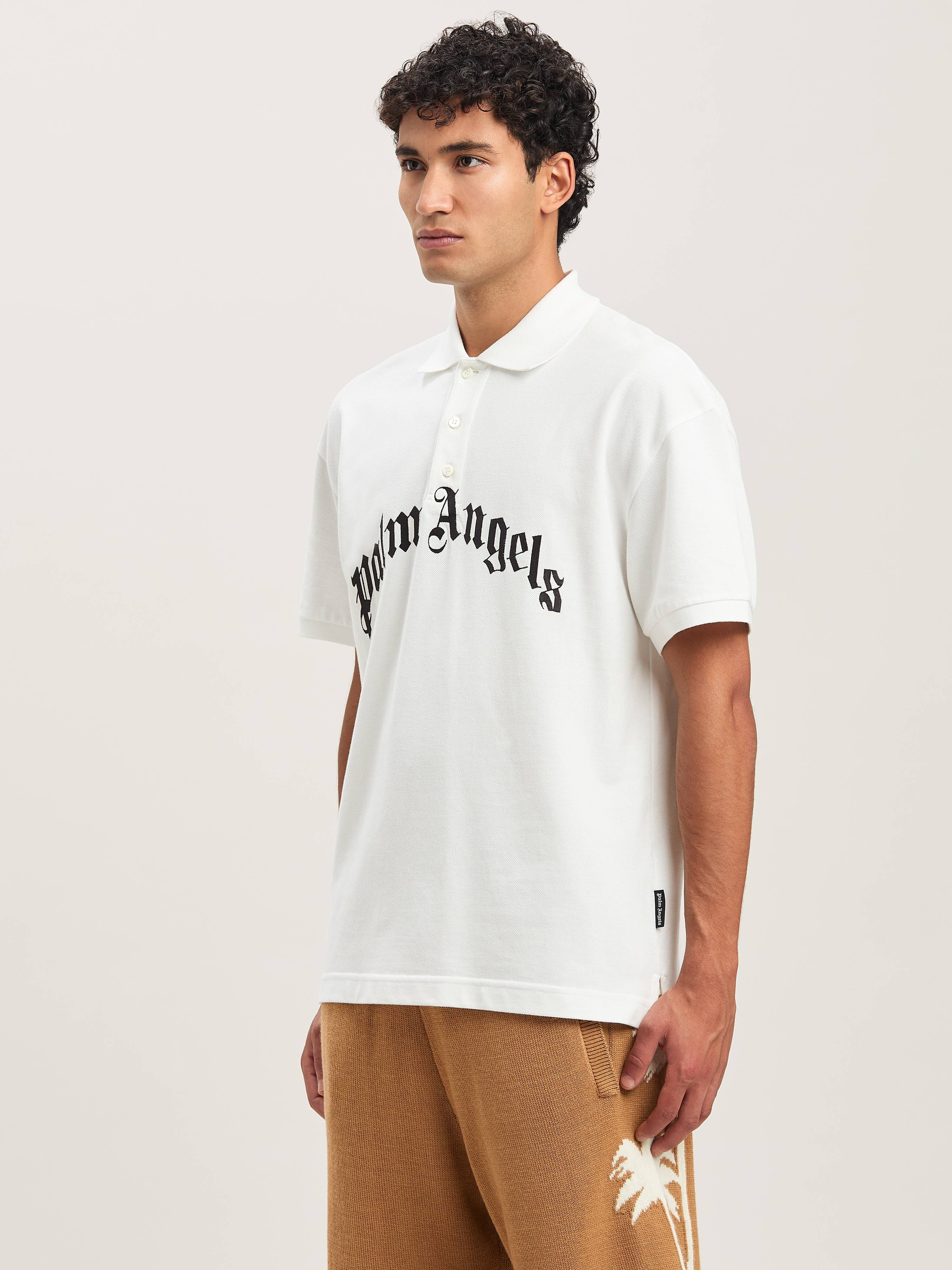 PALM ANGELS  Poloshirt mit geschwungenem Logo OFF WHITE - BLACK PMGB012S25FAB003