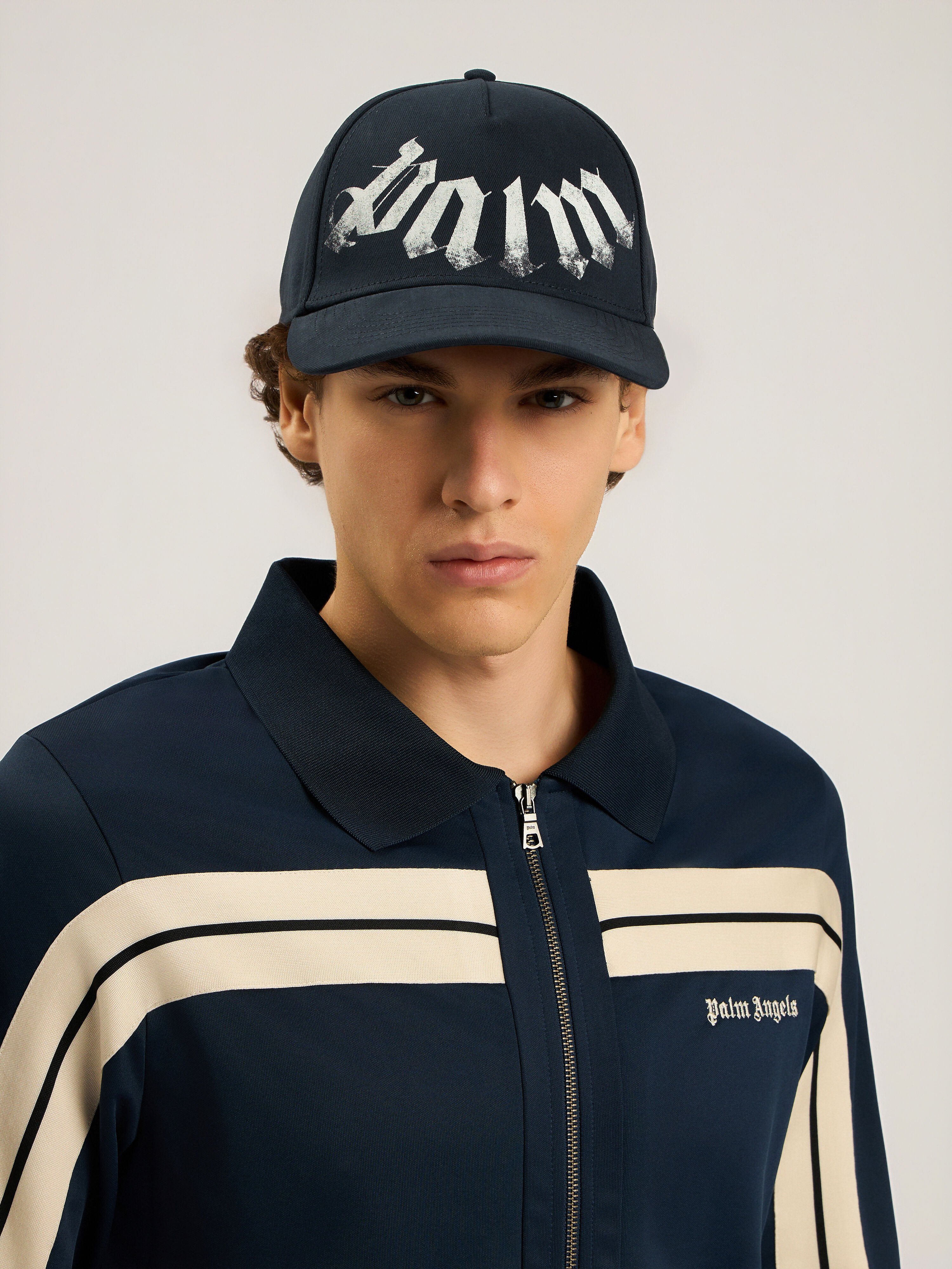 PALM ANGELS Maxi Logo Cap NAVY BLUE - OFF WHITE PALMB01W26FB05