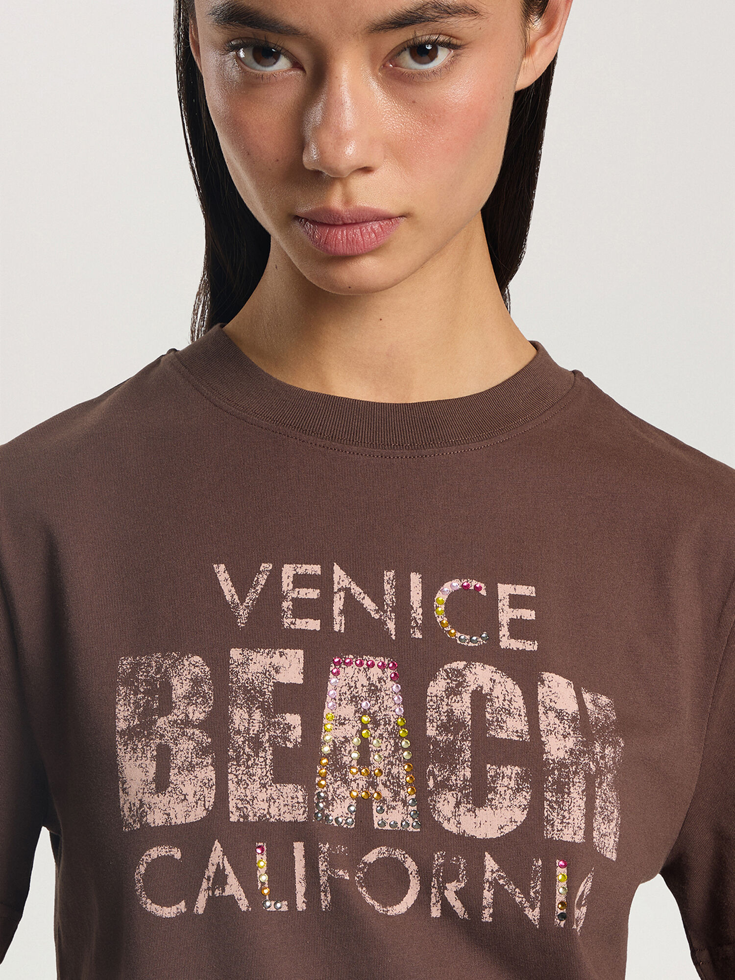 Cali Vibes Regular T-Shirt PALM ANGELS Cali Vibes Regular T-Shirt BROWN - PINK PAWAA06F26JR03