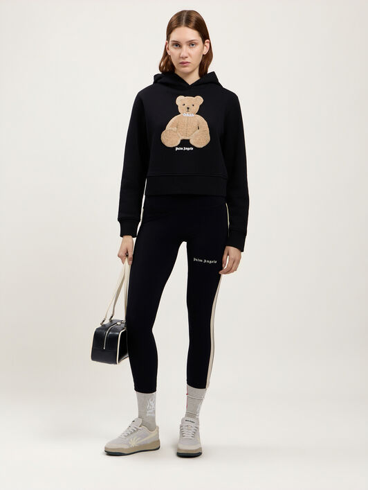 PALM ANGELS Bear Fitted Hoodie BLACK BROWN PWBB069S26FLE008