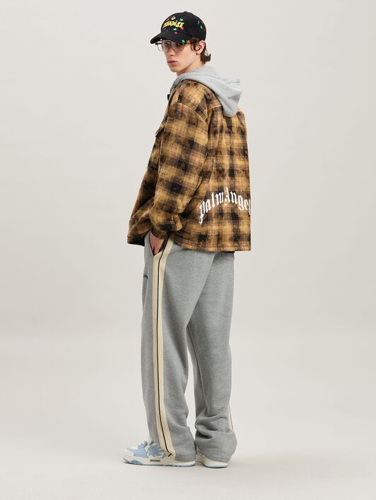 PALM ANGELS  Curved Logo Tartan Overshirt BROWN - OFF WHITE PMES038S25FAB001