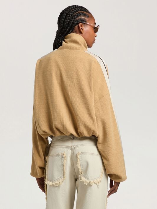 Palm Tree Chenille Track Jacket PALM ANGELS Palm Tree Chenille Track Jacket KAKI - OFF WHITE PAWBD04W26FB01