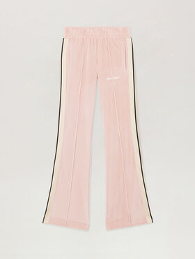 PALM ANGELS Logo Flare Chenille Track Pants PINK OFF WHITE PWCJ019S26FAB001