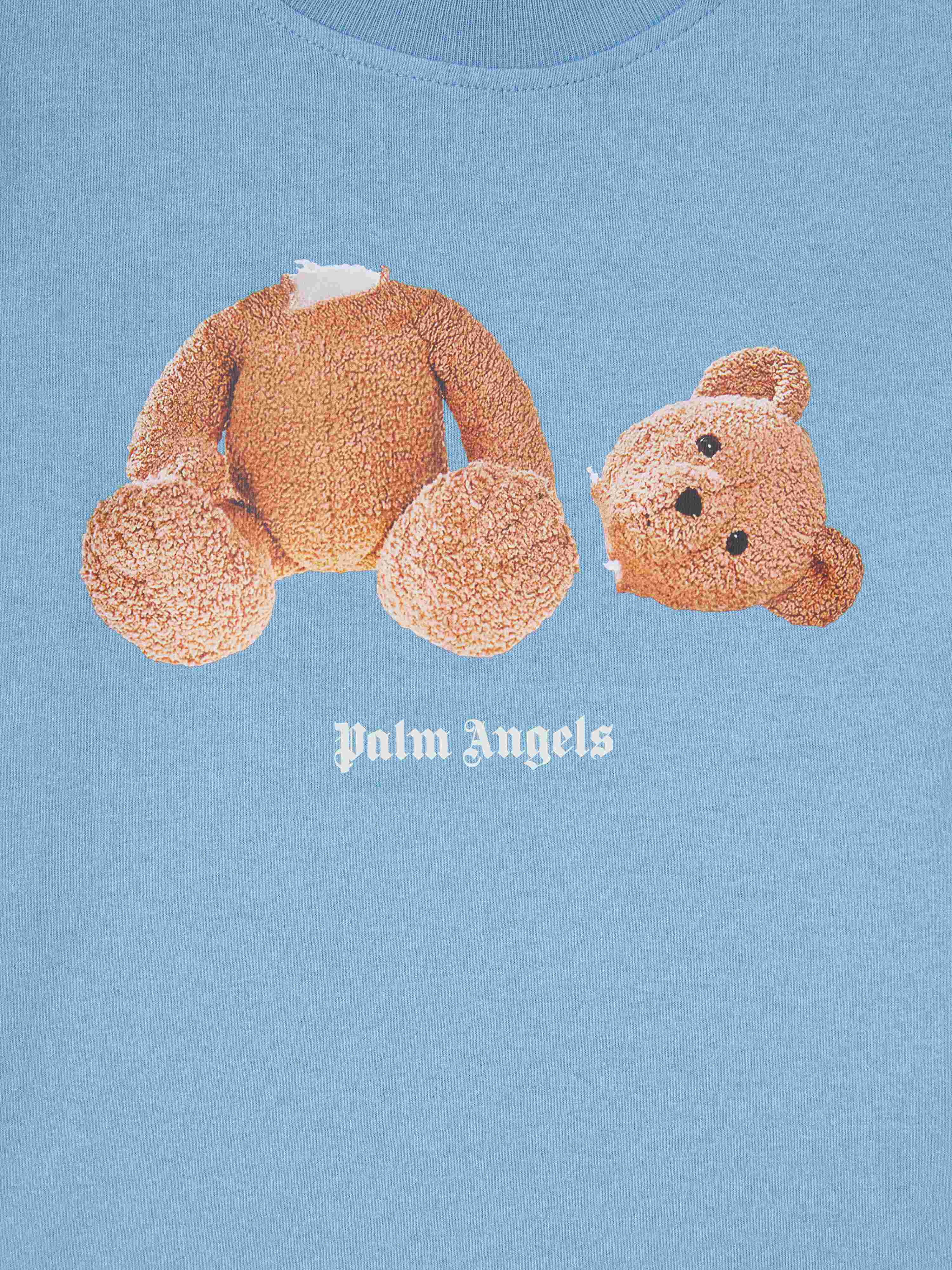 PALM ANGELS  Bear T-shirt DUSTY BLUE BROWN PBAA003C99JER006