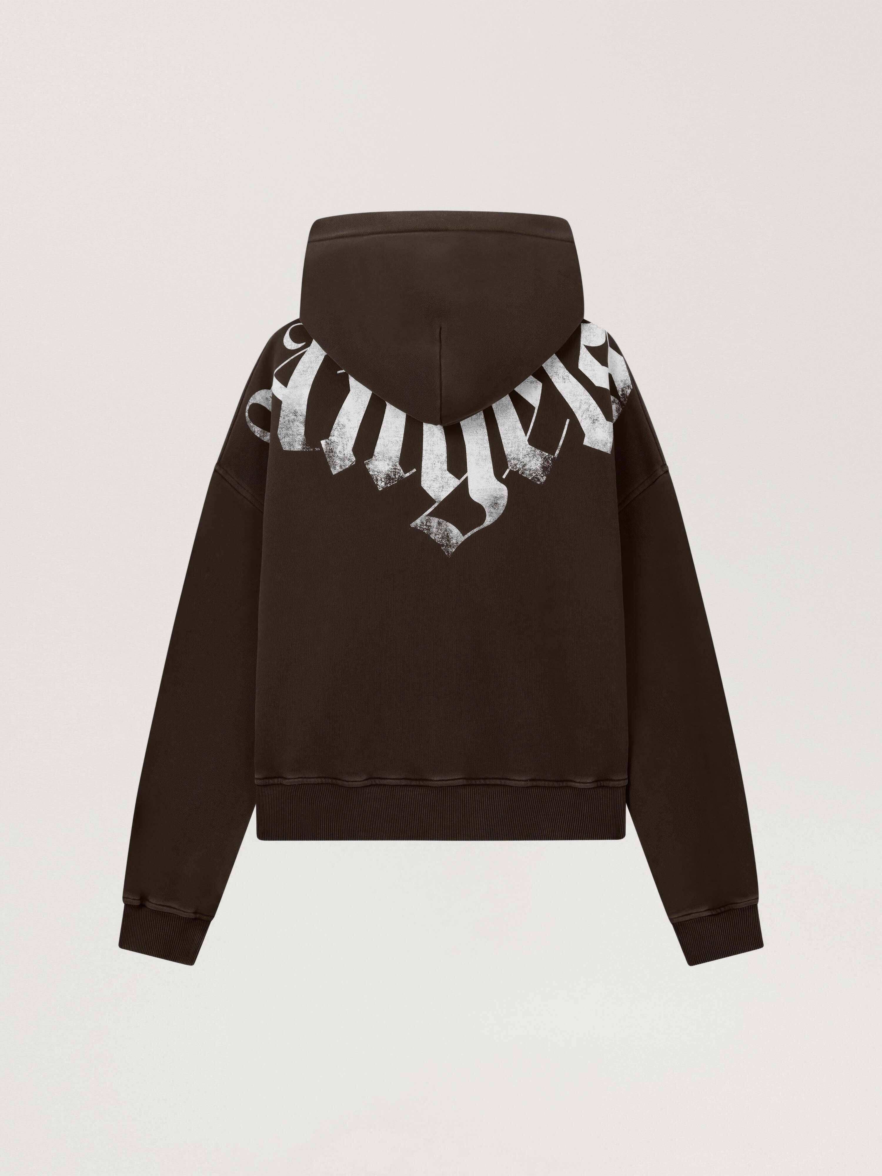 PALM ANGELS Big Neck Logo Zip Loose Hoodie BROWN - OFF WHITE PAMBE02F26FL01