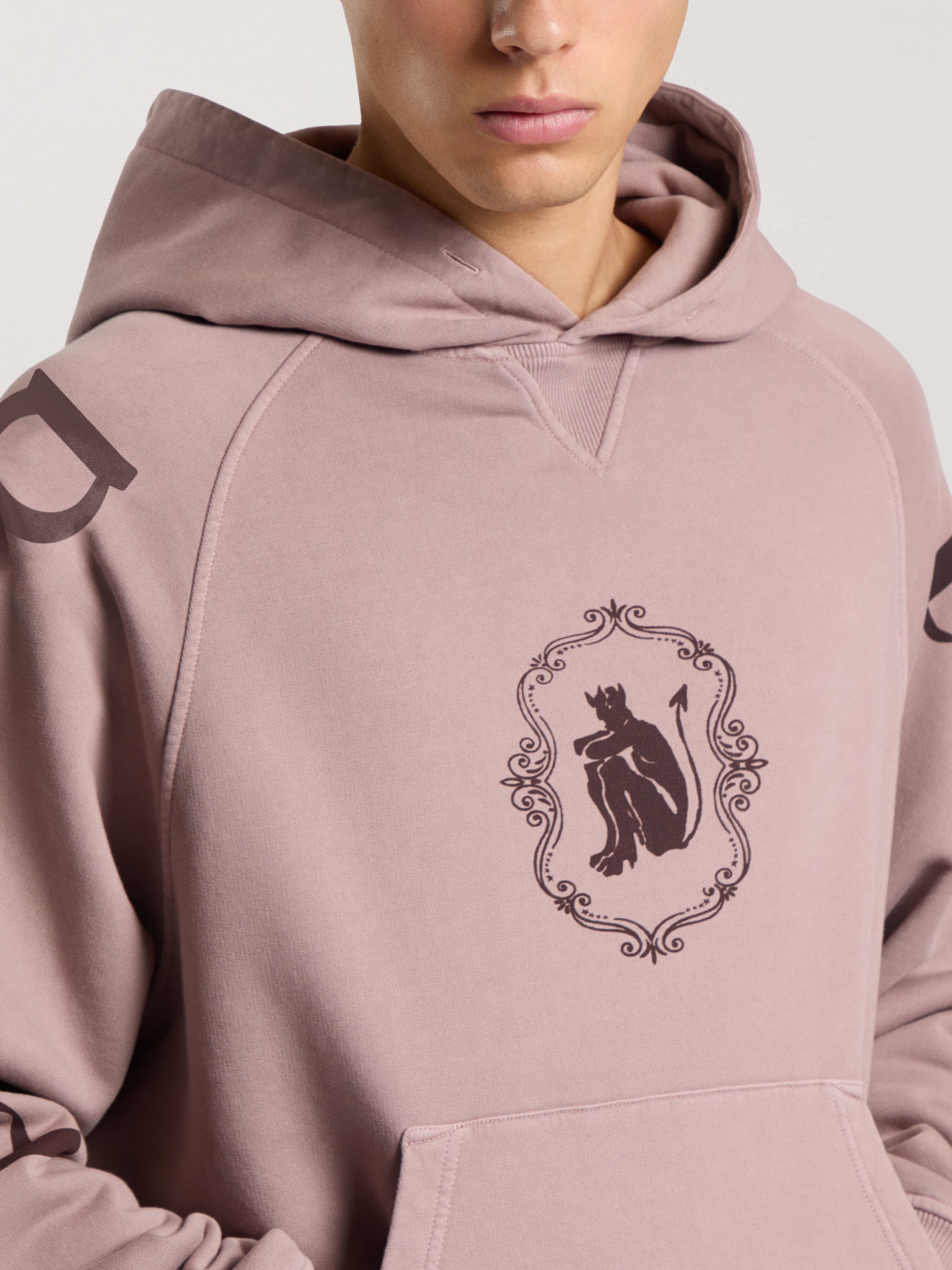 Devil Herald Loose Hoodie PALM ANGELS Devil Herald Loose Hoodie MAUVE - BROWN PAMBB06F26FL02