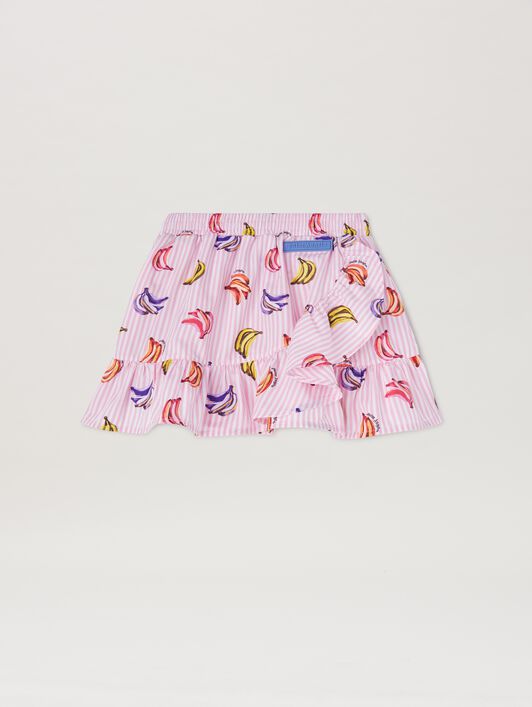 PALM ANGELS  Mini skirt with all over bananas prints ROSE PINK DUSTY BLUE PGCC012S25FAB001