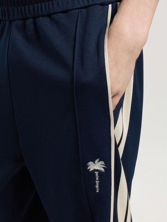 PALM ANGELS Palm Tree Striped Track Pants NAVY BLUE - OFF WHITE PAMCJ09W26FB01