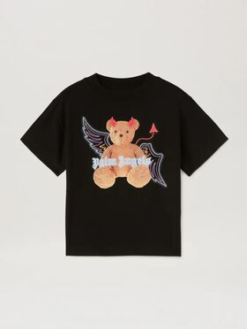 PALM ANGELS  Angel-devil Bear T-shirt BLACK BROWN PBAA003C99JER007