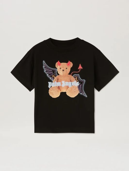 PALM ANGELS  Angel-devil Bear T-shirt BLACK BROWN PBAA003C99JER007