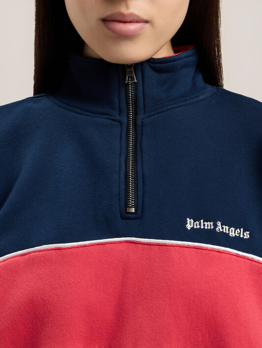 Classic Logo Half-Zip Sweatshirt PALM ANGELS Classic Logo Half-Zip Sweatshirt NAVY BLUE RED PWBA05HS26FLE001