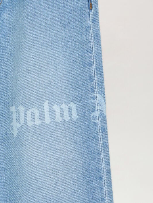 PALM ANGELS Logo Baggy Denim Pants Medium CELESTE/LIGHT BLUE PBYB009S26DEN001