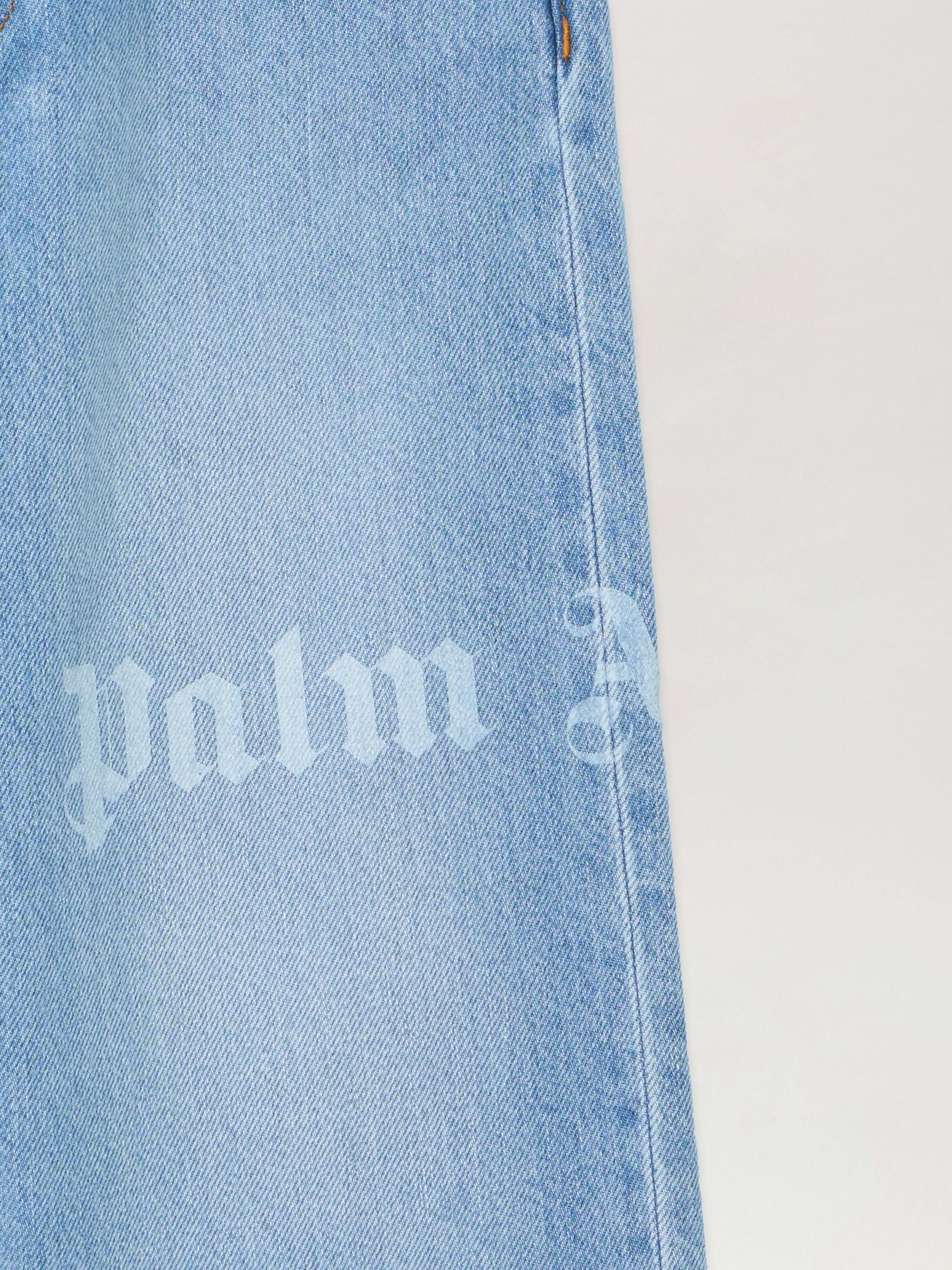 PALM ANGELS Logo Baggy Denim Pants Medium CELESTE/LIGHT BLUE PBYB009S26DEN001