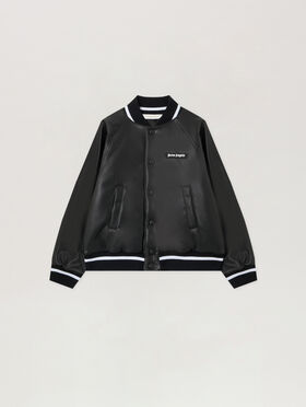 PALM ANGELS Curvedlogo Coated Varsityjkt BLACK - OFF WHITE PBEK001F25FAB001