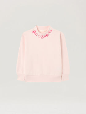 PALM ANGELS Neck Logo Brushed Crew ROSA/PINK PGBA013S26FLE004