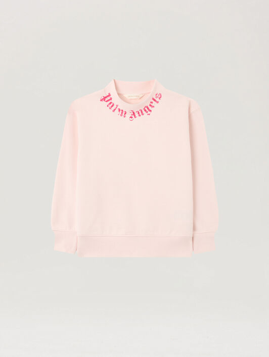 PALM ANGELS Neck Logo Brushed Crew ROSA/PINK PGBA013S26FLE004