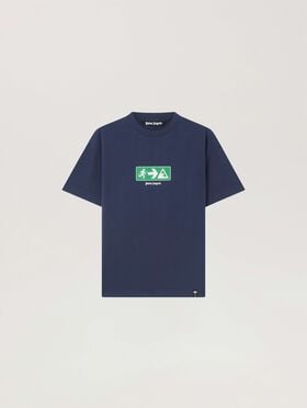 PALM ANGELS Street Signals Regular T-Shirt NAVY BLUE - GREEN PAMAA01W26JR09