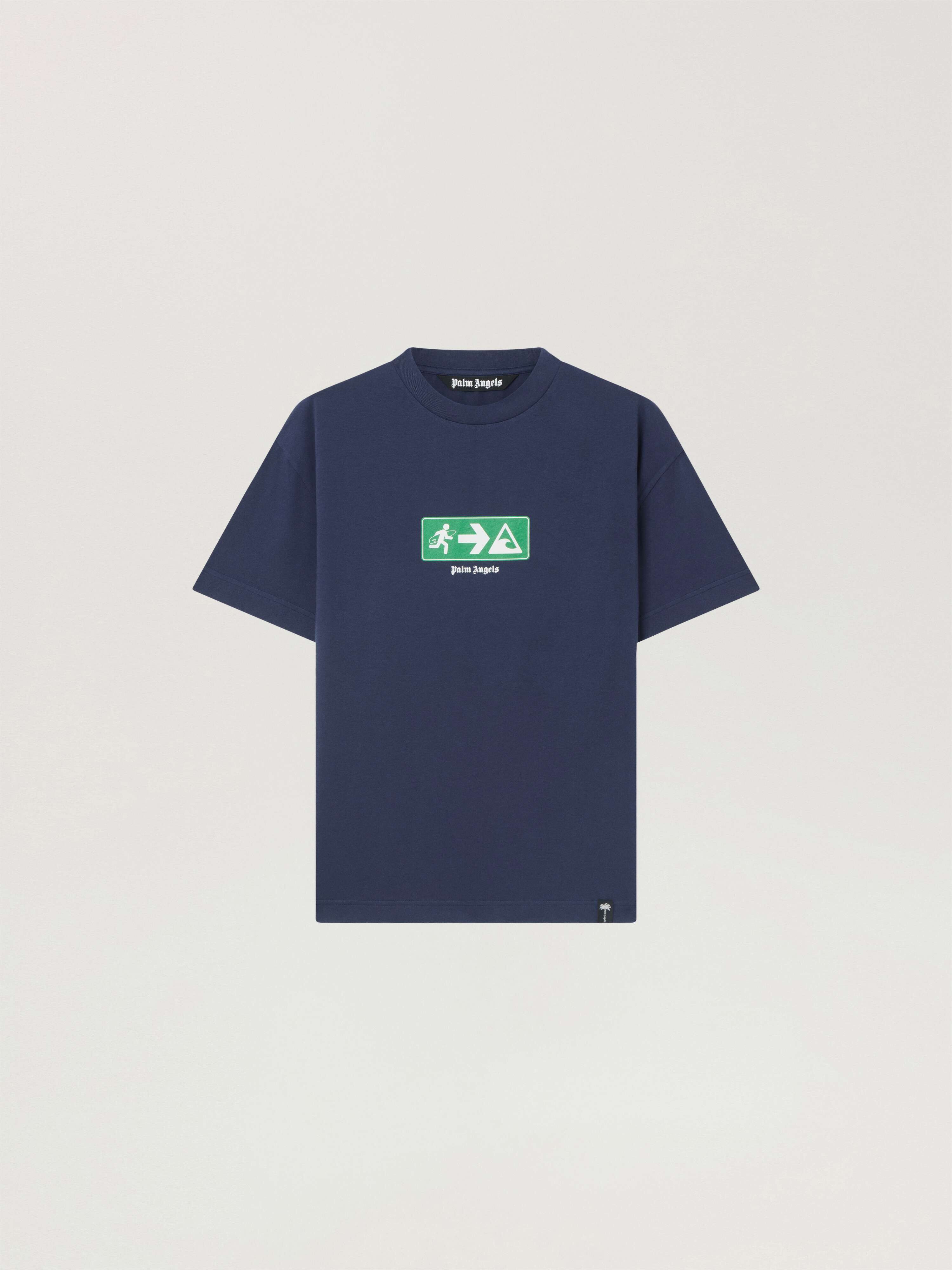 Street Signals Regular T-Shirt PALM ANGELS Street Signals Regular T-Shirt NAVY BLUE - GREEN PAMAA01W26JR09