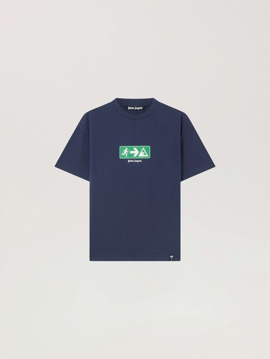 Street Signals Regular T-Shirt PALM ANGELS Street Signals Regular T-Shirt NAVY BLUE - GREEN PAMAA01W26JR09