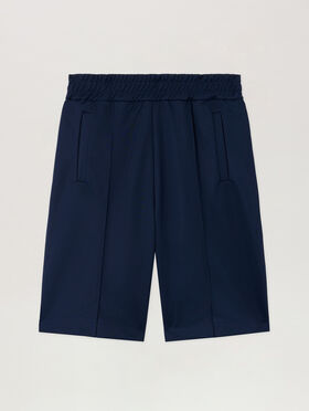 PALM ANGELS Back Curved Logo Track Shorts NAVY BLUE OFF WHITE PMCL00AS26FAB001