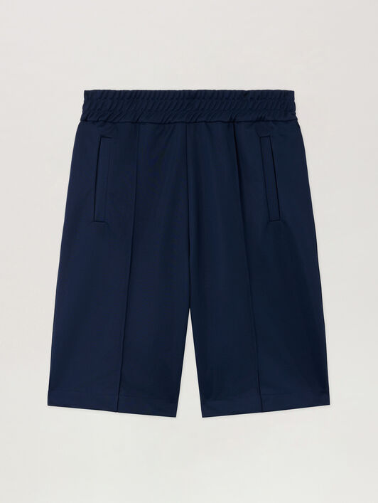 PALM ANGELS Back Curved Logo Track Shorts NAVY BLUE OFF WHITE PMCL00AS26FAB001