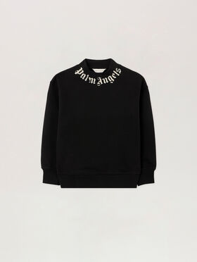 PALM ANGELS Neck Logo Brushed. Crew NERO/BLACK PBBA012S26FLE004