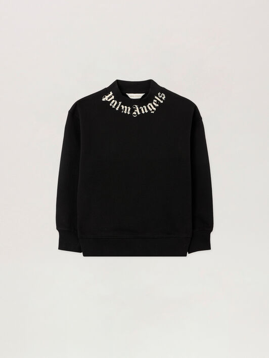 PALM ANGELS Neck Logo Brushed. Crew NERO/BLACK PBBA012S26FLE004