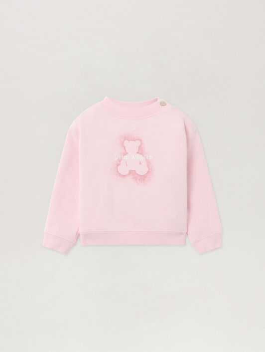 PALM ANGELS Pa Spray Bear Crewneck SOFT PINK PGXC001F25FLE003