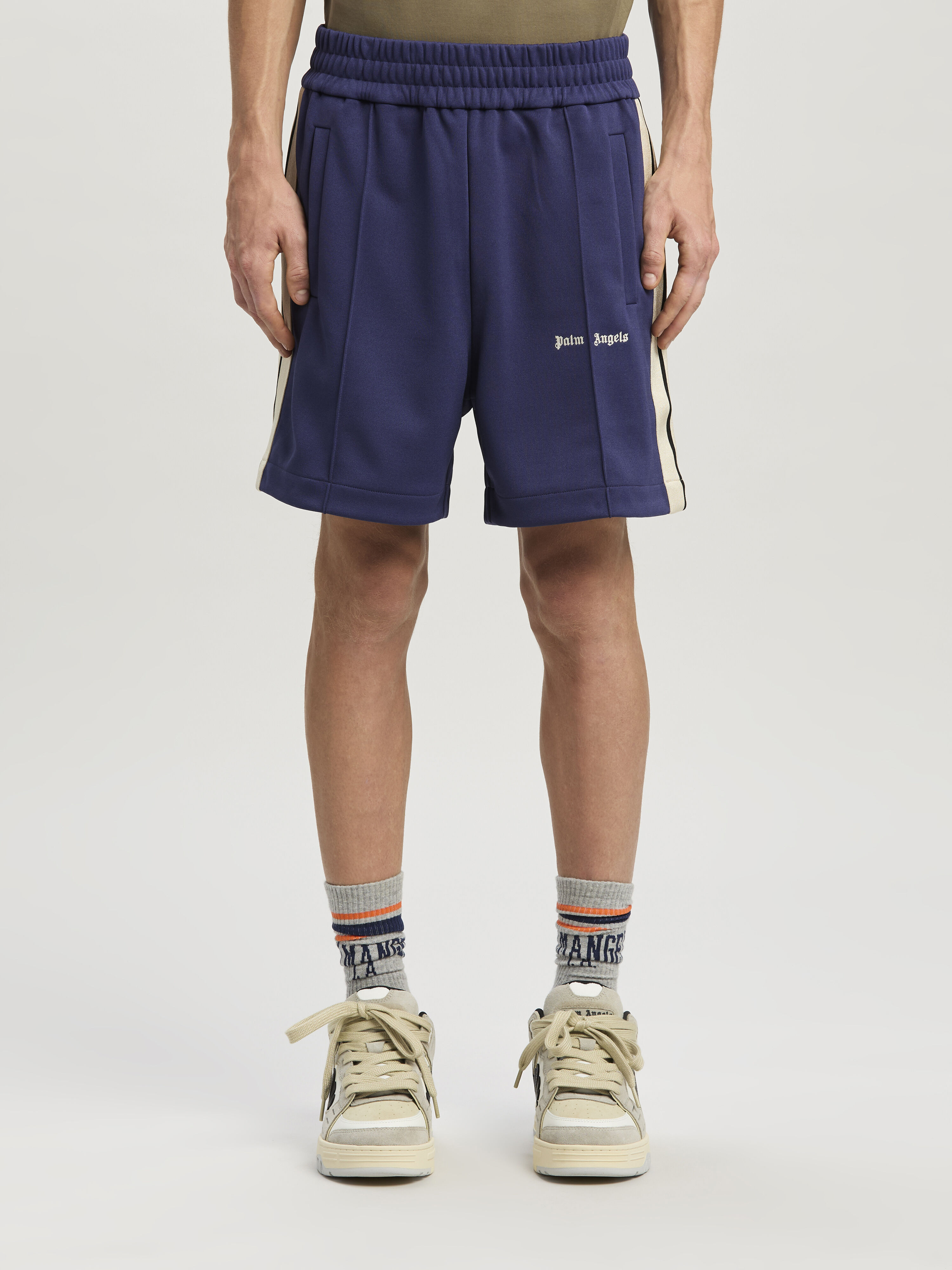 PALM ANGELS Classic Logo Track Shorts Navy Blue  Off NAVY BLUE  OFF WHITE PMCL004C99FAB001
