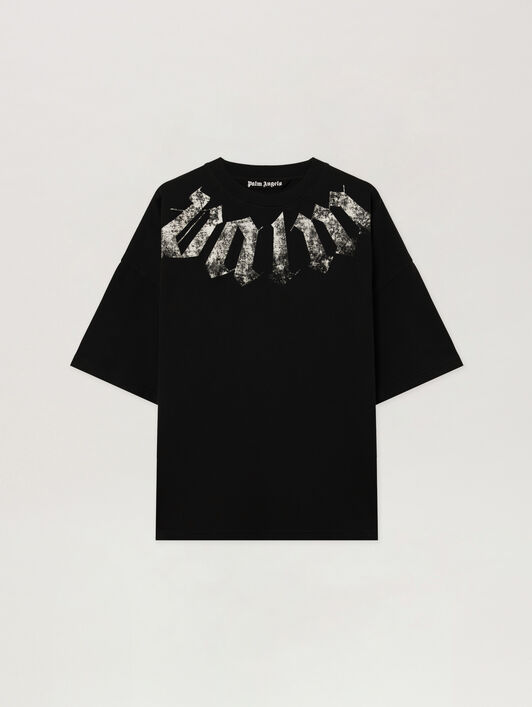PALM ANGELS T-Shirt Con Logo Big Neck BLACK - OFF WHITE PAMAA03F26JR01
