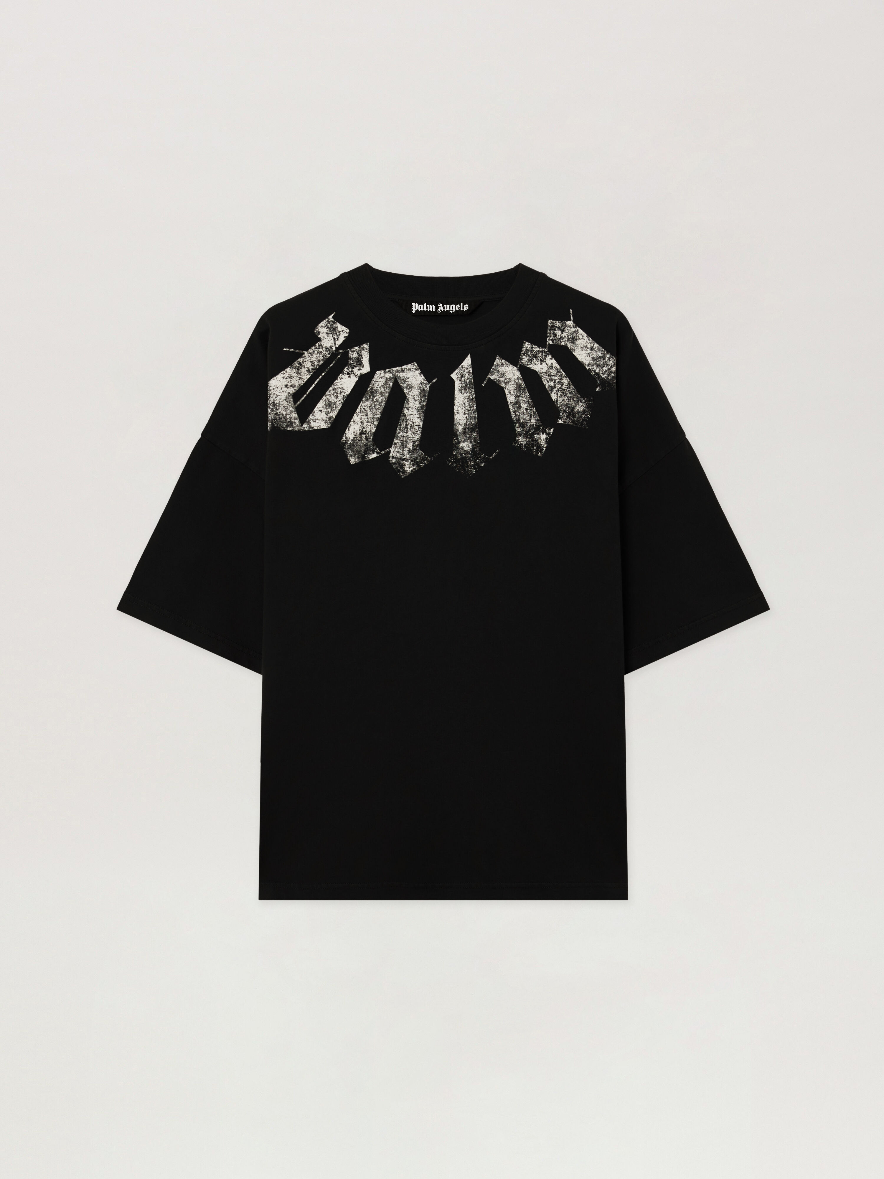 PALM ANGELS T-Shirt Con Logo Big Neck BLACK - OFF WHITE PAMAA03F26JR01