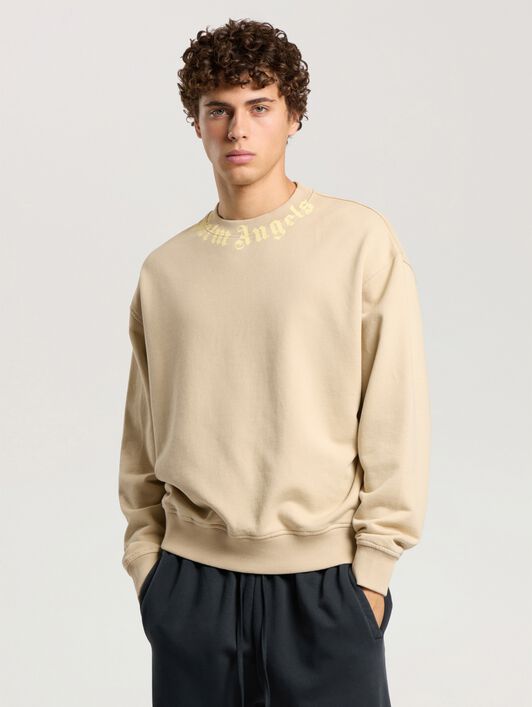 Neck Logo Regular Crew PALM ANGELS Neck Logo Regular Crew KAKI - LIGHT YELLOW PAMBA03F26FL01