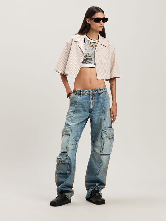 PALM ANGELS  Palms jacquared knit top OFF WHITE - BLACK PWHT028S25KNI001